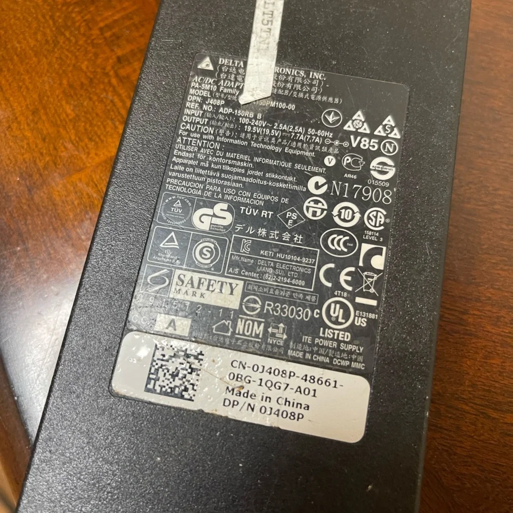 Dell 130W AC/DC Adapter DA130PE1-00 with Strap EUC Tested and Working